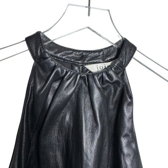 Joie Bonita Black Faux Leather Top Size Medium sleeveless - Picture 7 of 9